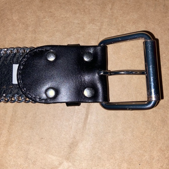 Esprit Leather Black Belt with Silver Detailing Grunge - Picture 5 of 6